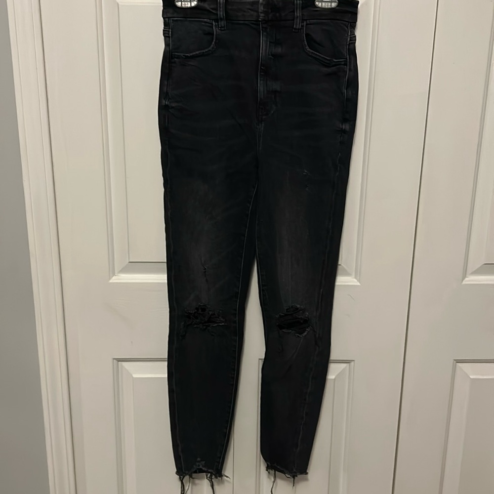 American Eagle sz 6 Black Curvy Highest Rise stretchy Jegging Jeans GUC B1313